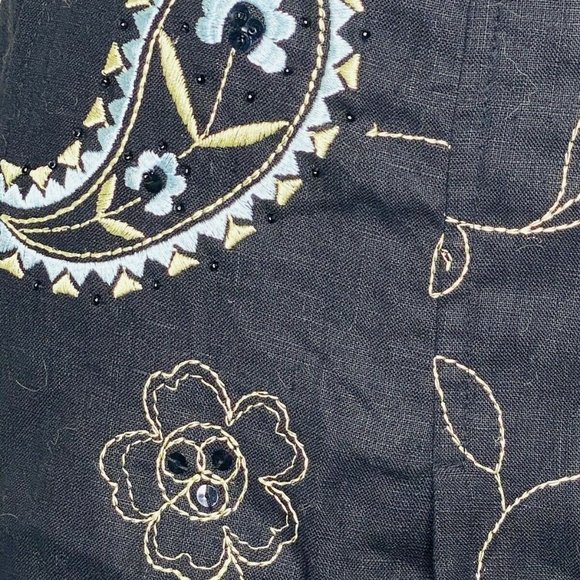 GRACE Elements Skirt Black Linen Paisley Embroider - Picture 6 of 8